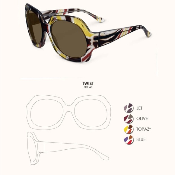 Like New with Original Box Badgley Mischka Twist Sunglasses/Topaz RARE - Picture 2 of 5